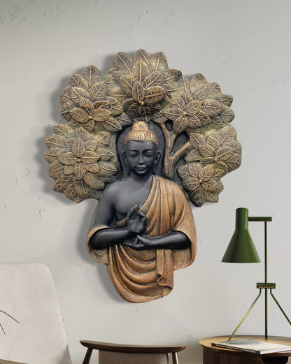 45X36 Inch Blessing Buddha Under Tree 3D Relief Mural Wall Art