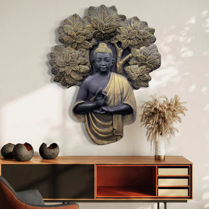 45X36 Inch Blessing Buddha Under Tree 3D Relief Mural Wall Art