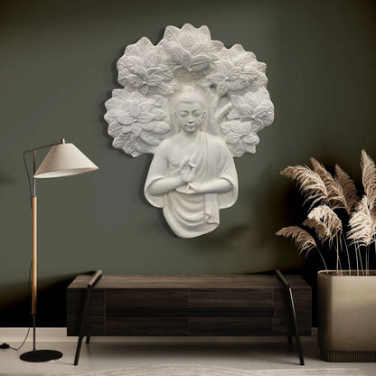 45X36 Inch Blessing Buddha Under Tree 3D Relief Mural Wall Art