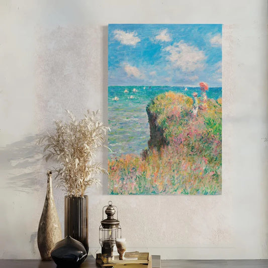 Cliff Walk at Pourville by Claude Monet Canvas Giclee Print