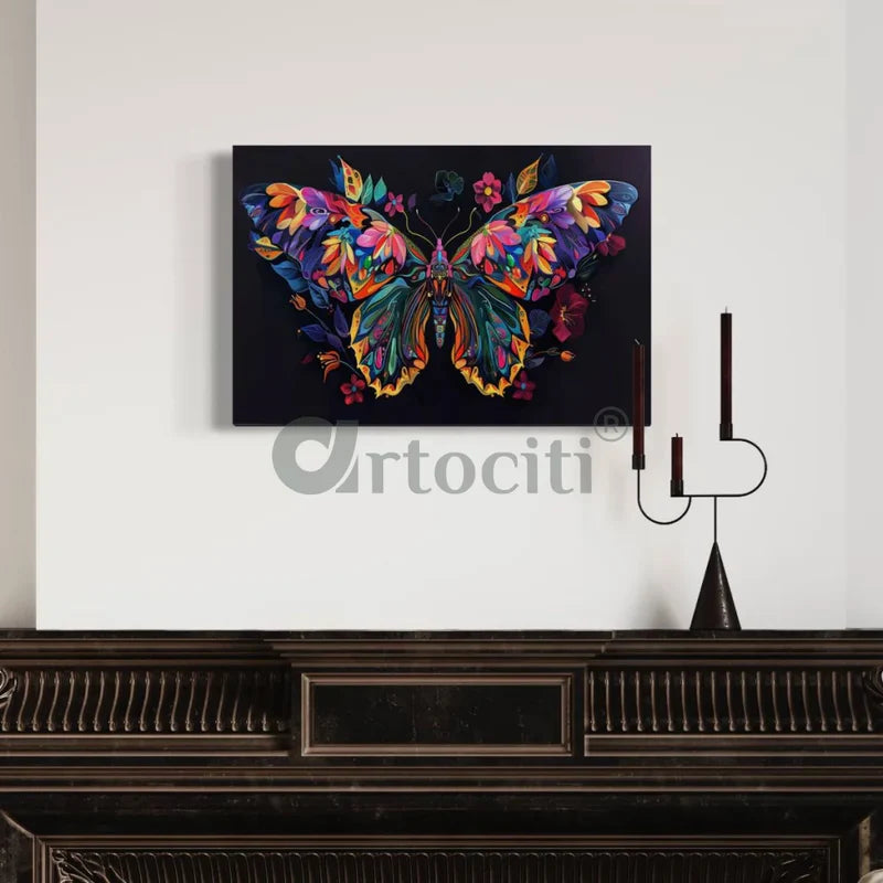 Colorful Butterfly Modern Abstract Canvas Giclee Print