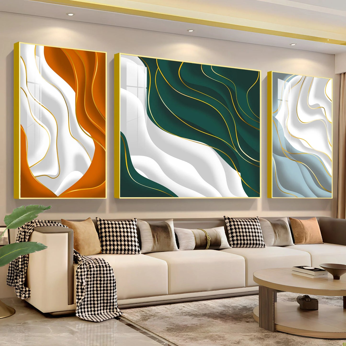 Colorful Waves Premium Acrylic Wall Art (Set of 3)