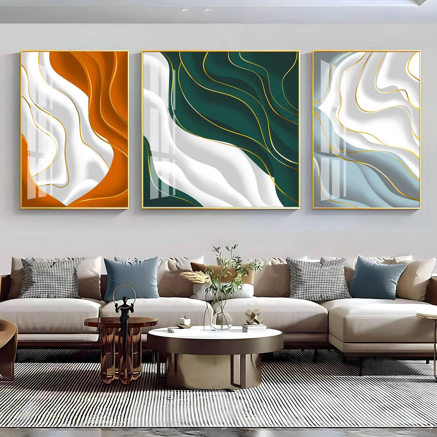 Colorful Waves Premium Acrylic Wall Art (Set of 3)