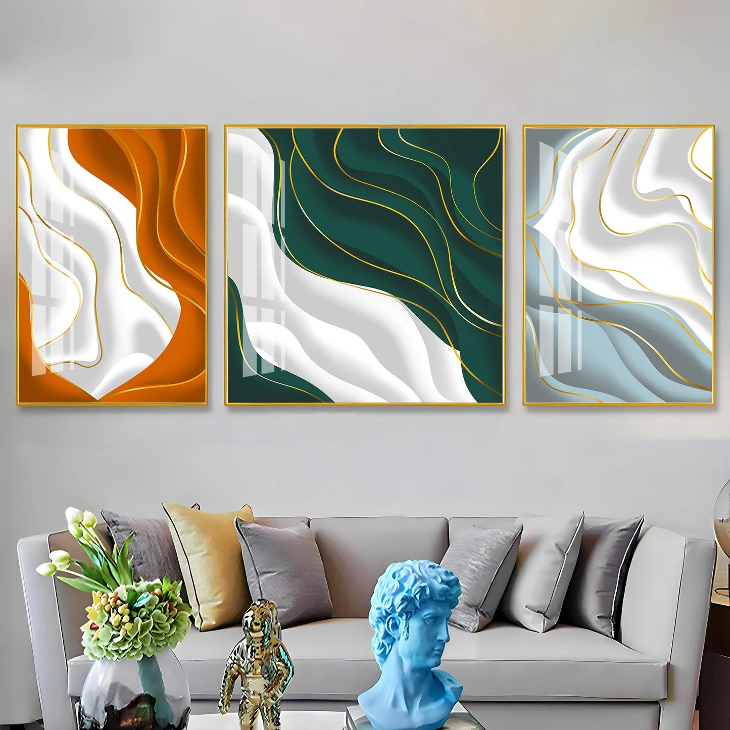 Colorful Waves Premium Acrylic Wall Art (Set of 3)