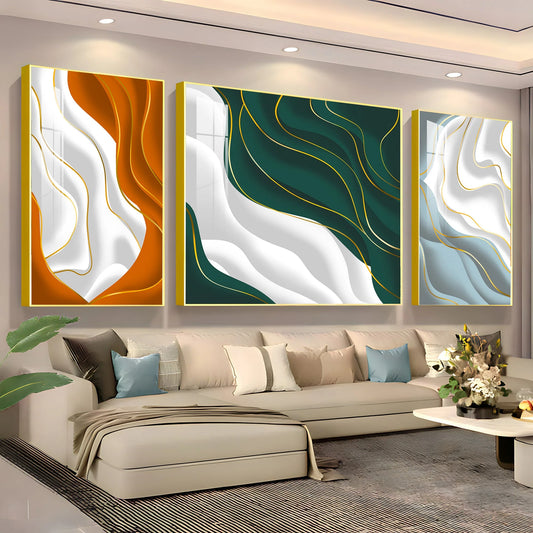 Colorful Waves Premium Acrylic Wall Art (Set of 3)