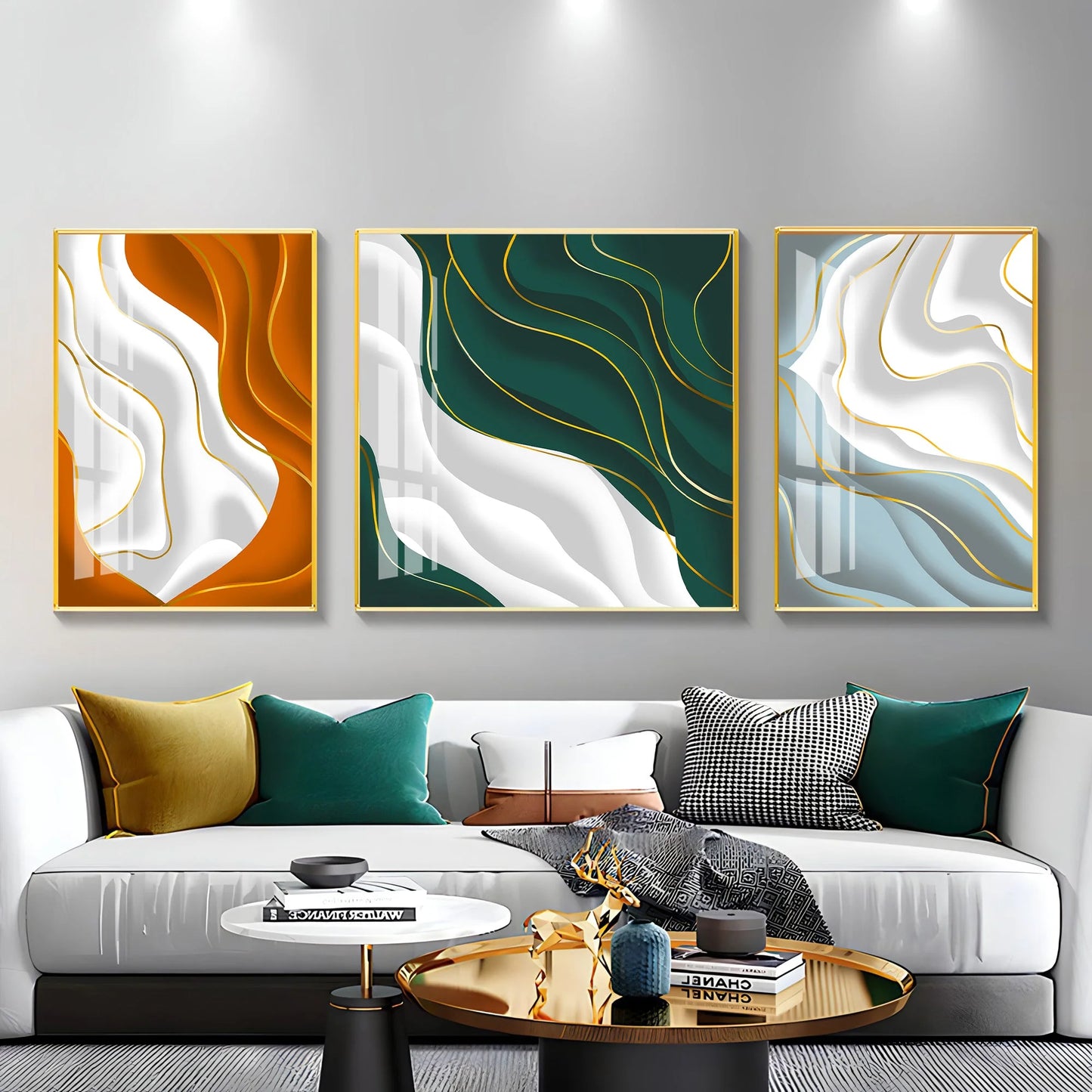 Colorful Waves Premium Acrylic Wall Art (Set of 3)