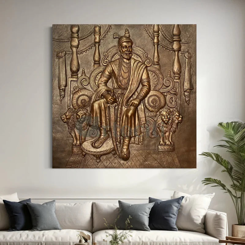 Chattrapati Shivaji Maharaj 3D Relief Mural (6x6 Feet)
