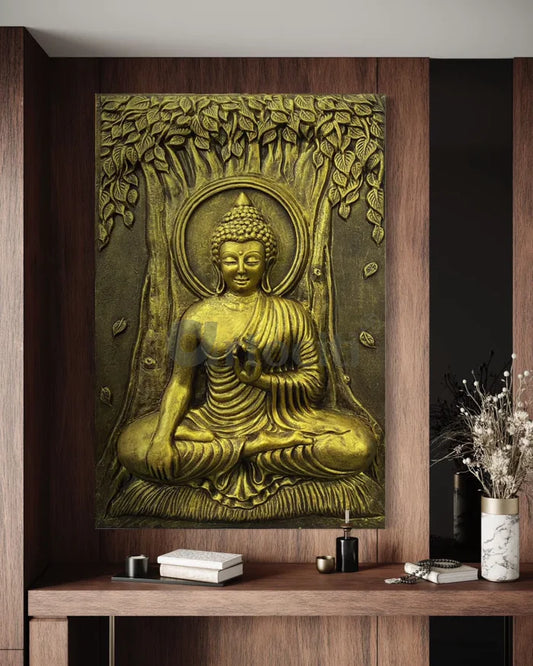 Bhumisparsha Mudra Buddha 3D Relief Mural