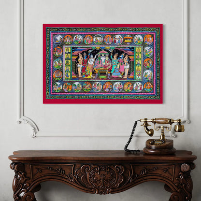 Ram Darbar Pattachitra (Orissa) Art Canvas Giclee Print