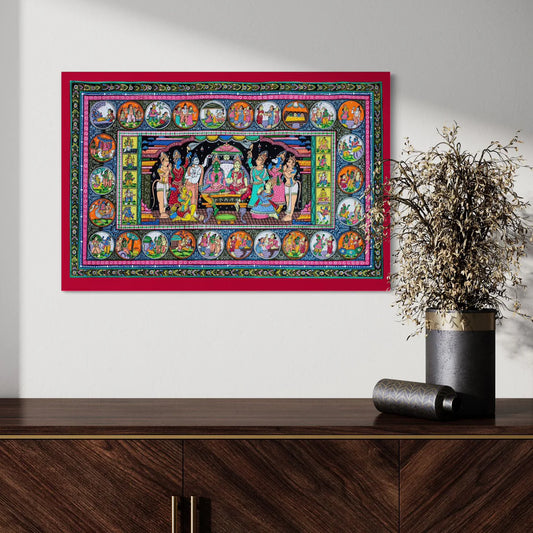 Ram Darbar Pattachitra (Orissa) Art Canvas Giclee Print
