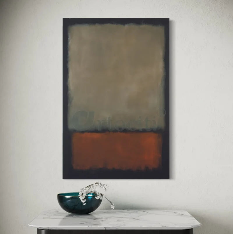 Dark Brown Grey Orange Abstract Art by Mark Rothko Canvas Giclee Print