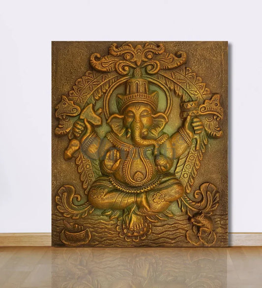 20x16 Inches Lord Ganesha 3D Wall Hanging Relief Mural