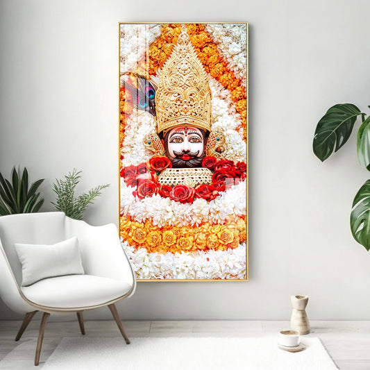 Divine Shyam Baba Luxury Crystal Vertical Wall Art