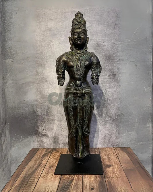 24.5X7 Inch Vishnu Ji Sculpture | 11th Century Sanawad Style | Blue Schist and sandstone Finish Table Display | Cultured marble Idol