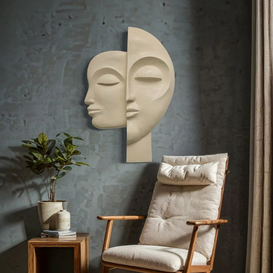 34X22 Inch Dual Face Abstract Relief Mural Wall Art - Ready-To-Hang | Contemporary Wall Art