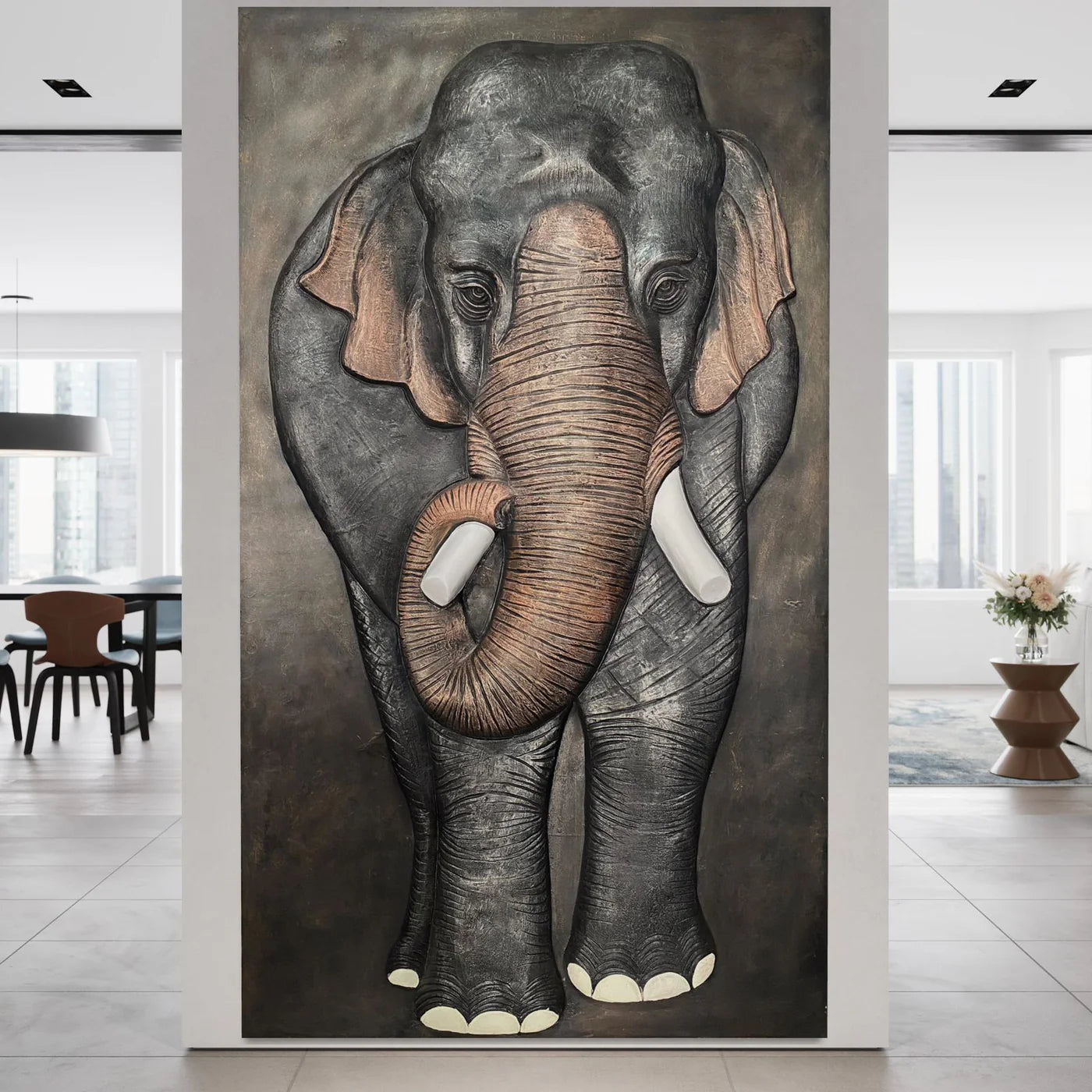 7x4 Feet Elephant 3D Relief Mural Wall Art