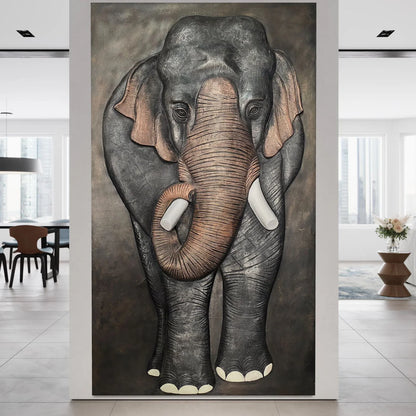 7x4 Feet Elephant 3D Relief Mural Wall Art