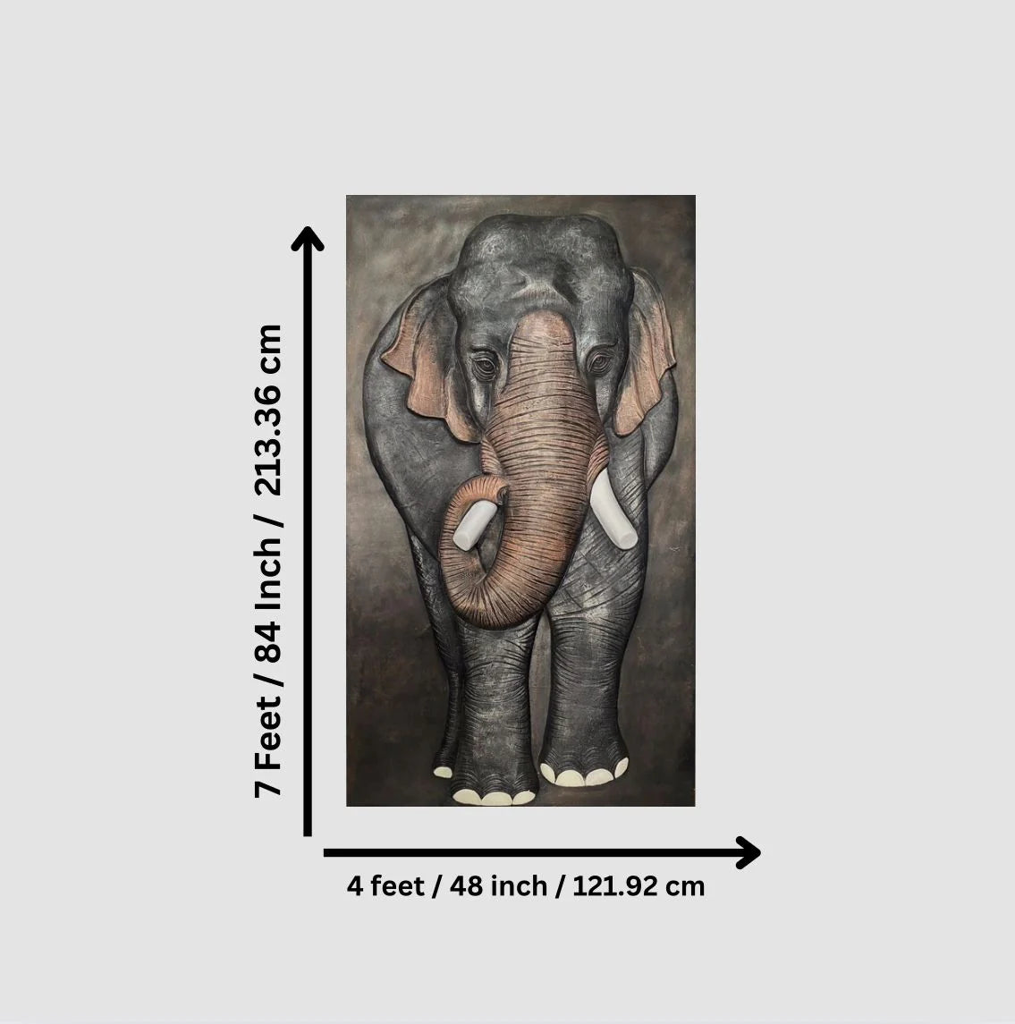 7x4 Feet Elephant 3D Relief Mural Wall Art