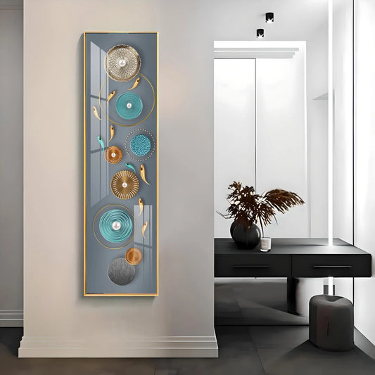Elegance of Grey Luxury Crystal Vertical Wall Art