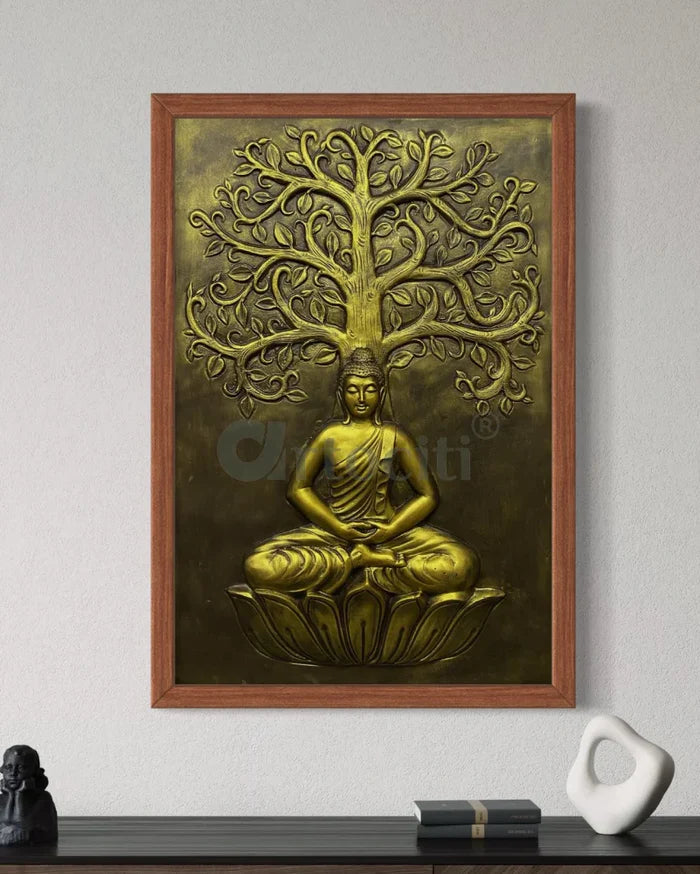 Buddha Under Tree 3D Relief Mural Wall Art