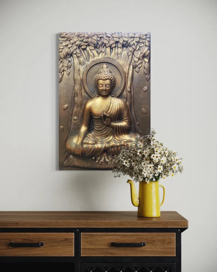 Bhumisparsha Mudra Buddha 3D Relief Mural