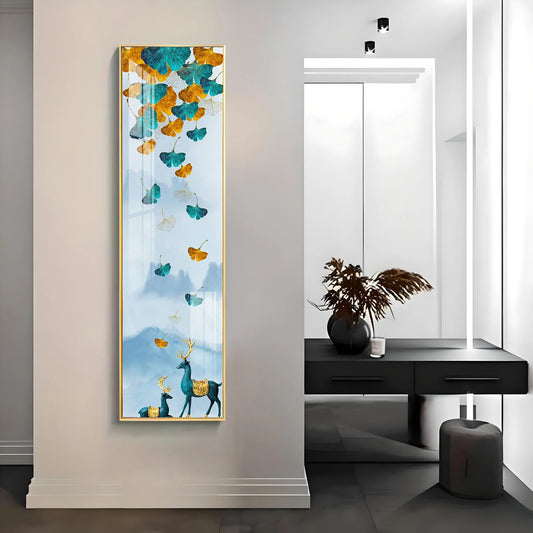 Falling Leaves Luxury Crystal Vertical Wall Art