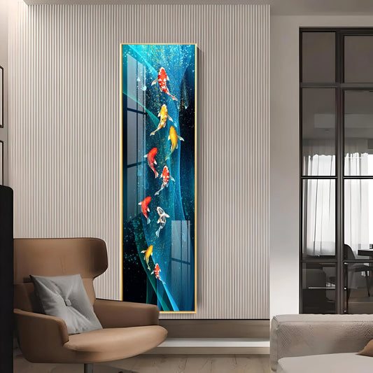 Fish Kaleidoscope Luxury Crystal Vertical Wall Art