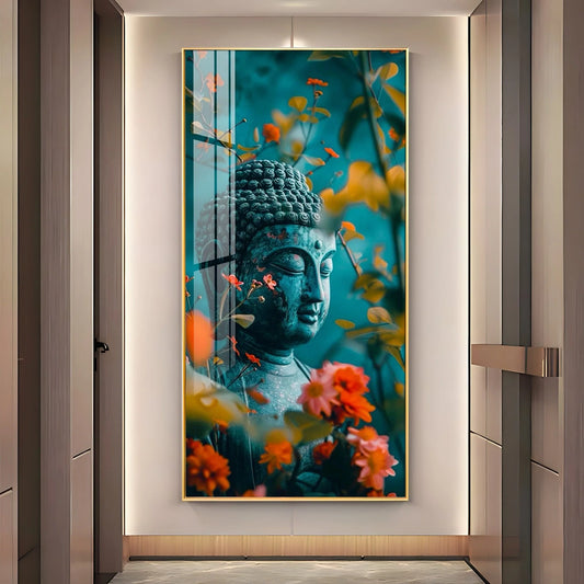 Floral Harmony Buddha Premium Acrylic Wall Art