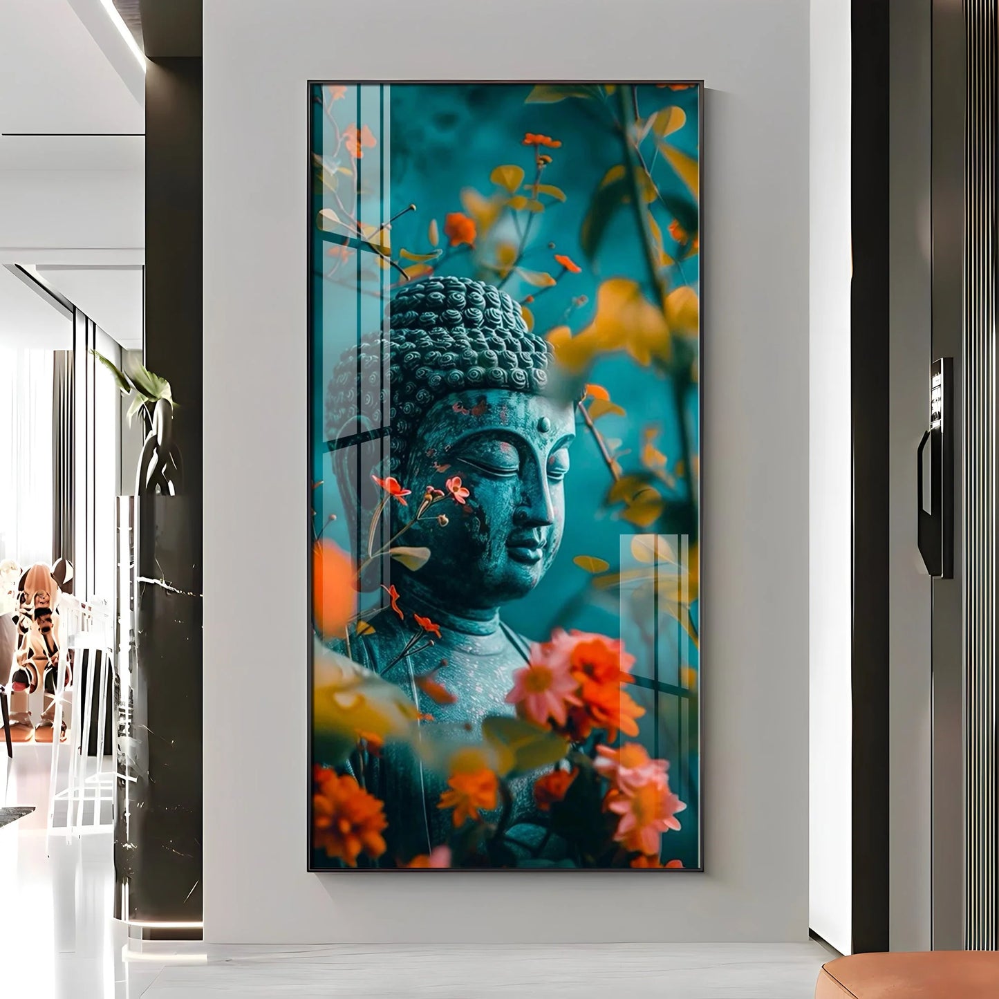 Floral Harmony Buddha Premium Acrylic Wall Art