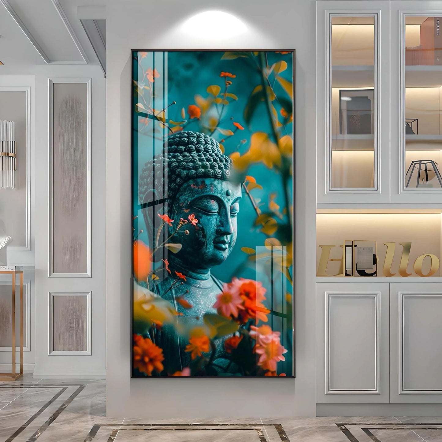 Floral Harmony Buddha Premium Acrylic Wall Art