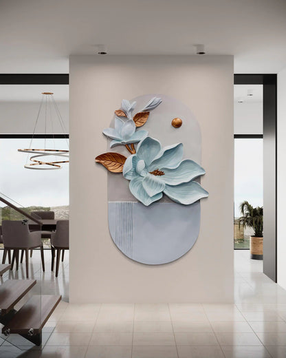 4X2.7 Feet Floral Relief Mural Wall Art | 3D Flower Design | Abstract Relief Mural | Ready To Hang