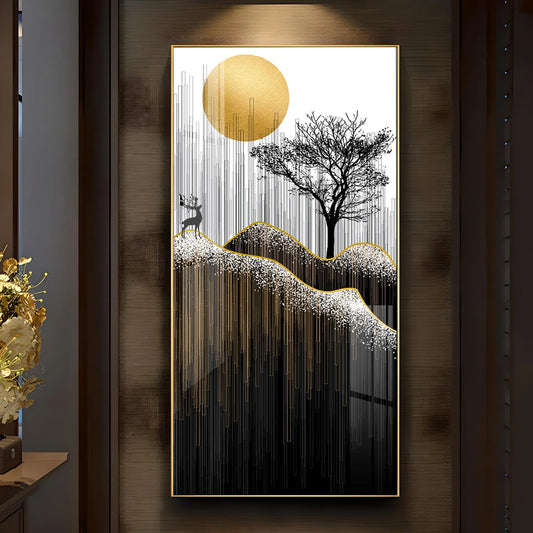 Forest Night Landscape Luxury Crystal Wall Art