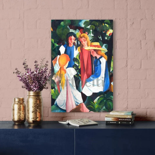 Four Girls, 1913' Canvas Giclee Print by August Macke World Famous Painting