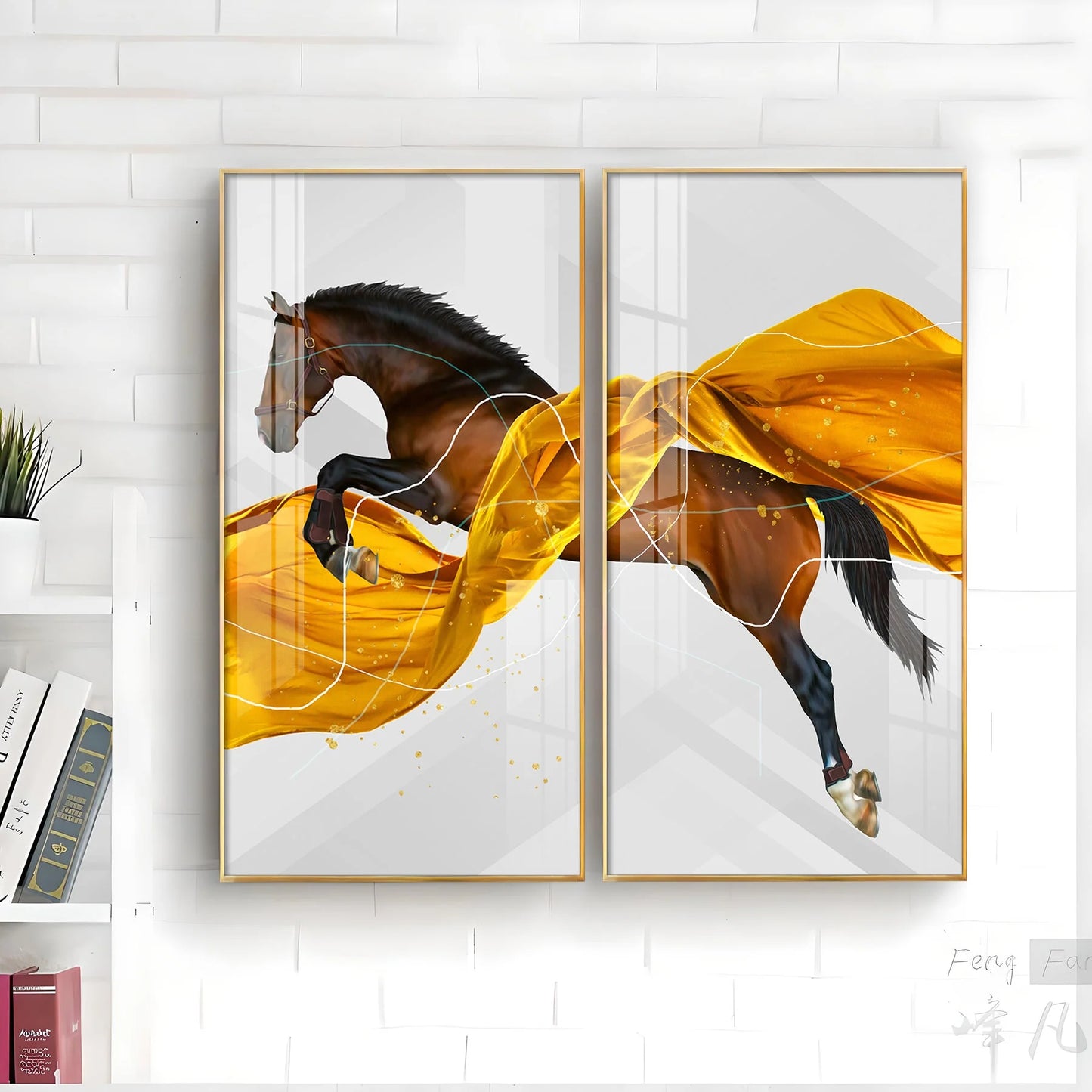 Framed Horse Jumping Premium Acrylic Wall Art (Set of 2)