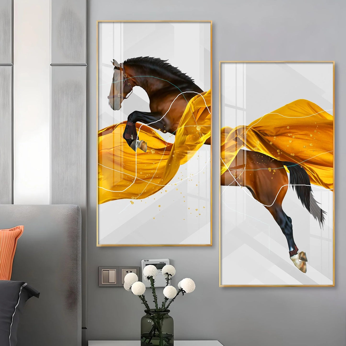Framed Horse Jumping Premium Acrylic Wall Art (Set of 2)