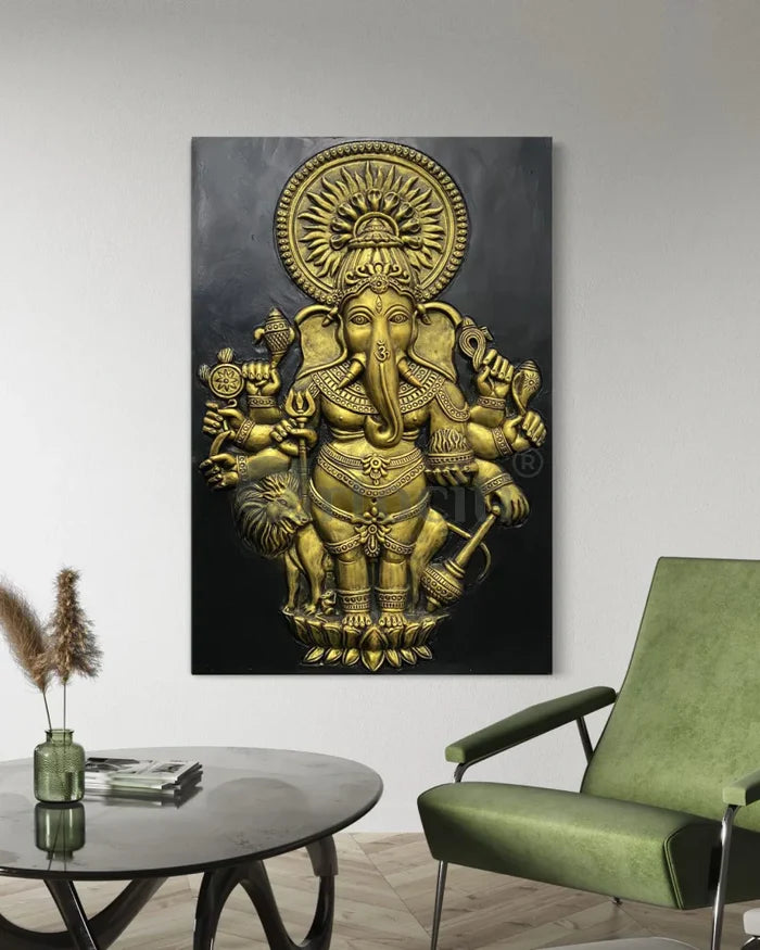 Drishti Ganesha 3D Relief Mural Wall Art