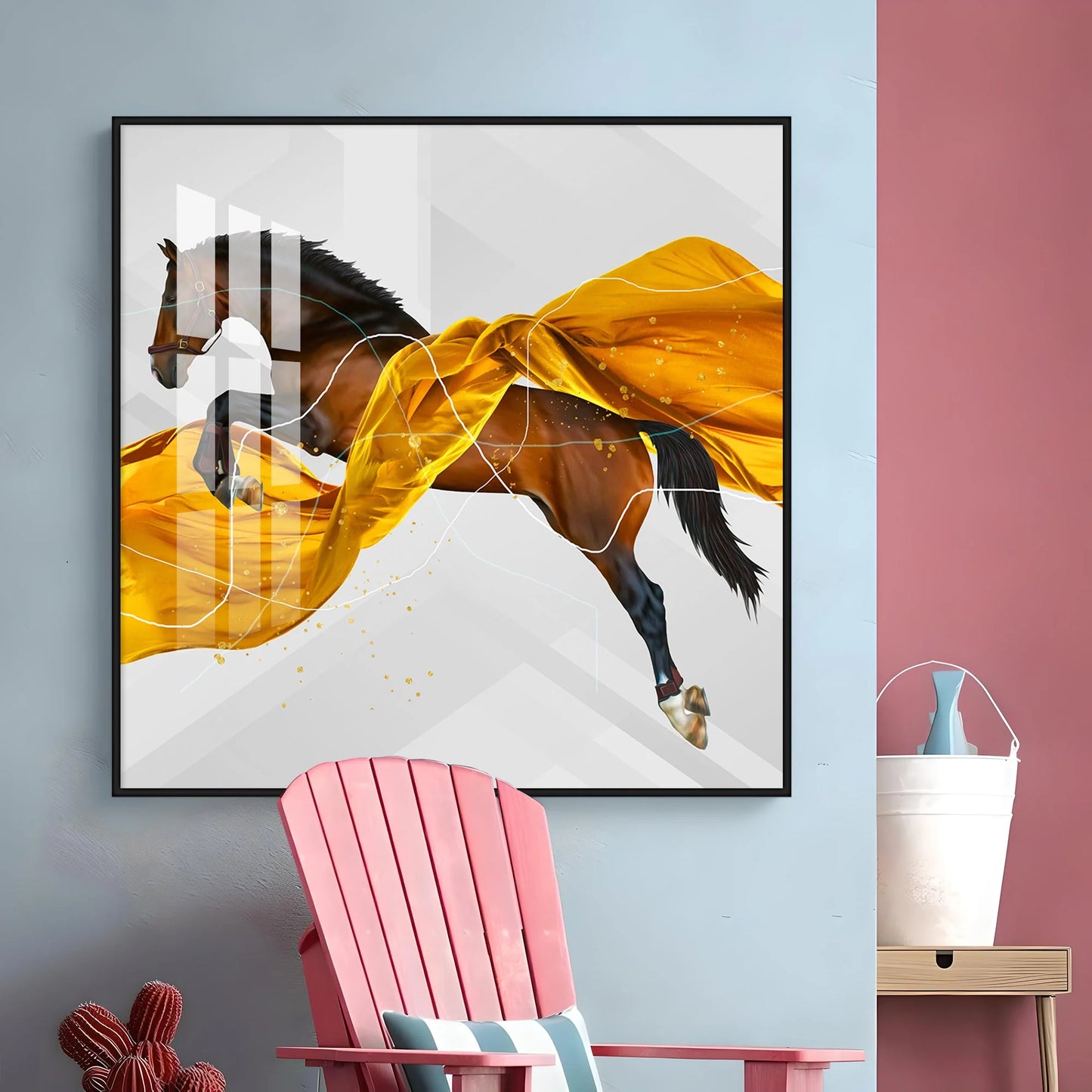 Galloping Horse Luxury Crystal Square Wall Art