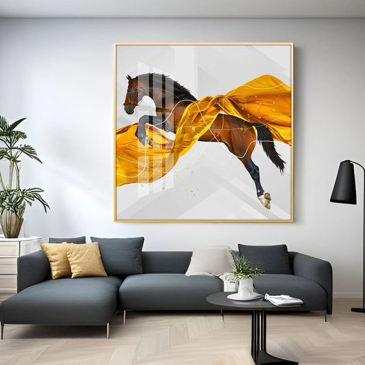 Galloping Horse Luxury Crystal Square Wall Art