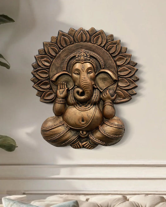 Ganesha With Chakra 3D Relief Mural Wall Art