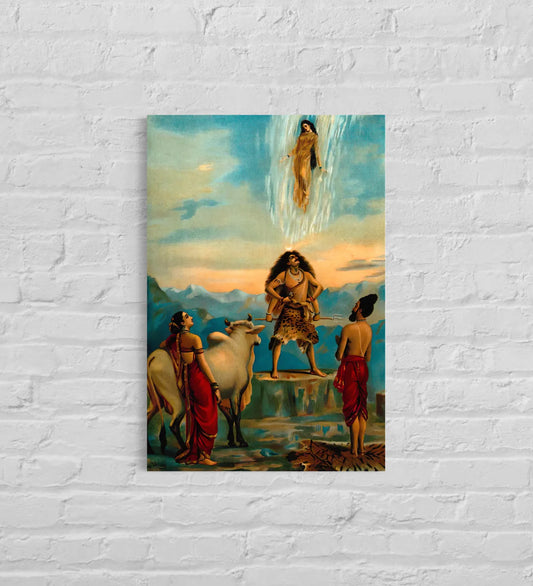 Gangawataran Descent Of Ganga By Raja Ravi Varma Famous Canvas Painting