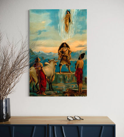 Gangawataran Descent Of Ganga By Raja Ravi Varma Famous Canvas Painting