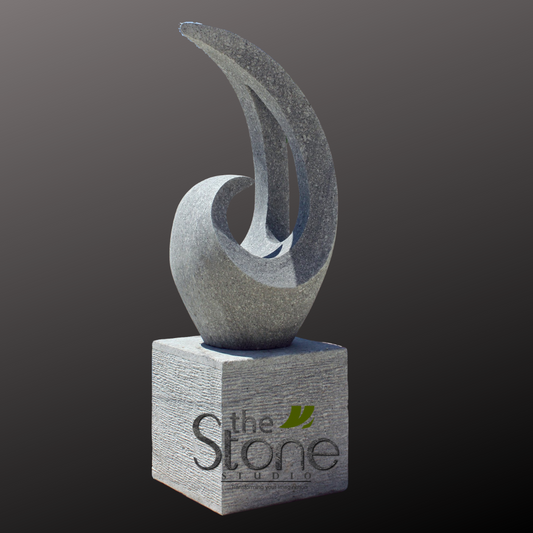 Garden Fountain Statue in Grey Stone 54″