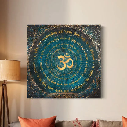 Gayatri Mantra , Ram ji Mantra , Shiva Panchaksharna Mantra , Stotram Mantra and Ganesha Maha Mantra Canvas Giclee Print