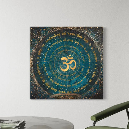Gayatri Mantra , Ram ji Mantra , Shiva Panchaksharna Mantra , Stotram Mantra and Ganesha Maha Mantra Canvas Giclee Print