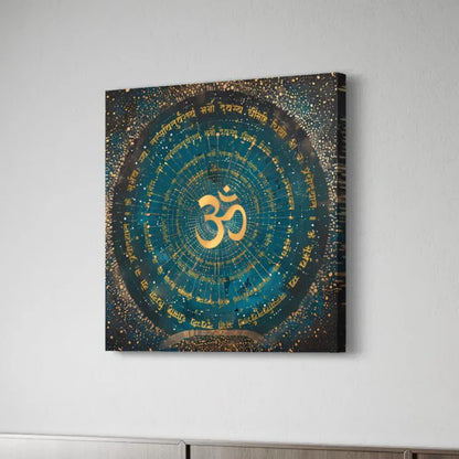 Gayatri Mantra , Ram ji Mantra , Shiva Panchaksharna Mantra , Stotram Mantra and Ganesha Maha Mantra Canvas Giclee Print