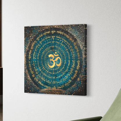 Gayatri Mantra , Ram ji Mantra , Shiva Panchaksharna Mantra , Stotram Mantra and Ganesha Maha Mantra Canvas Giclee Print
