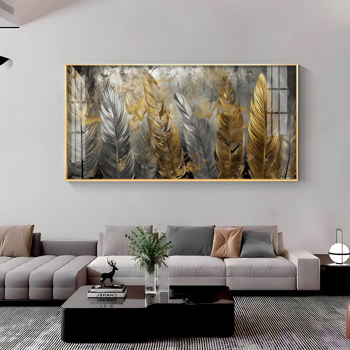 Gilded Feather Premium Acrylic Horizontal Wall Art