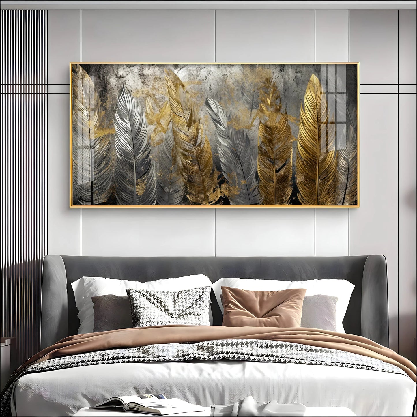 Gilded Feather Premium Acrylic Horizontal Wall Art