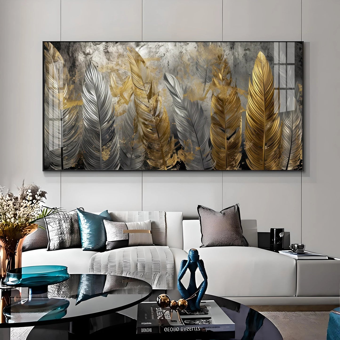 Gilded Feather Premium Acrylic Horizontal Wall Art