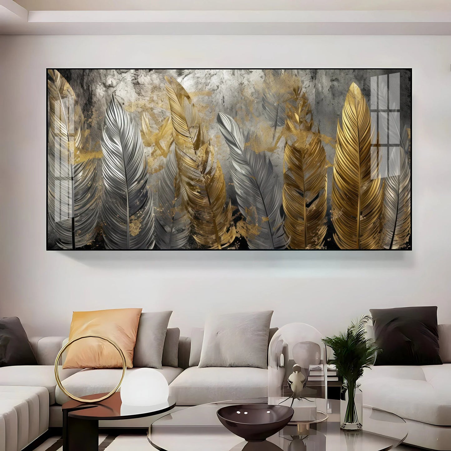 Gilded Feather Premium Acrylic Horizontal Wall Art